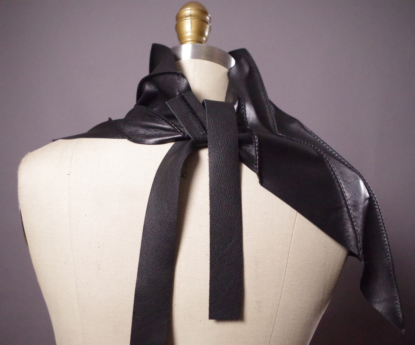 Genuine Leather Black Scarf, Twisted Leather scarf, Unisex leather scarves, Goth, Fashion Accessories