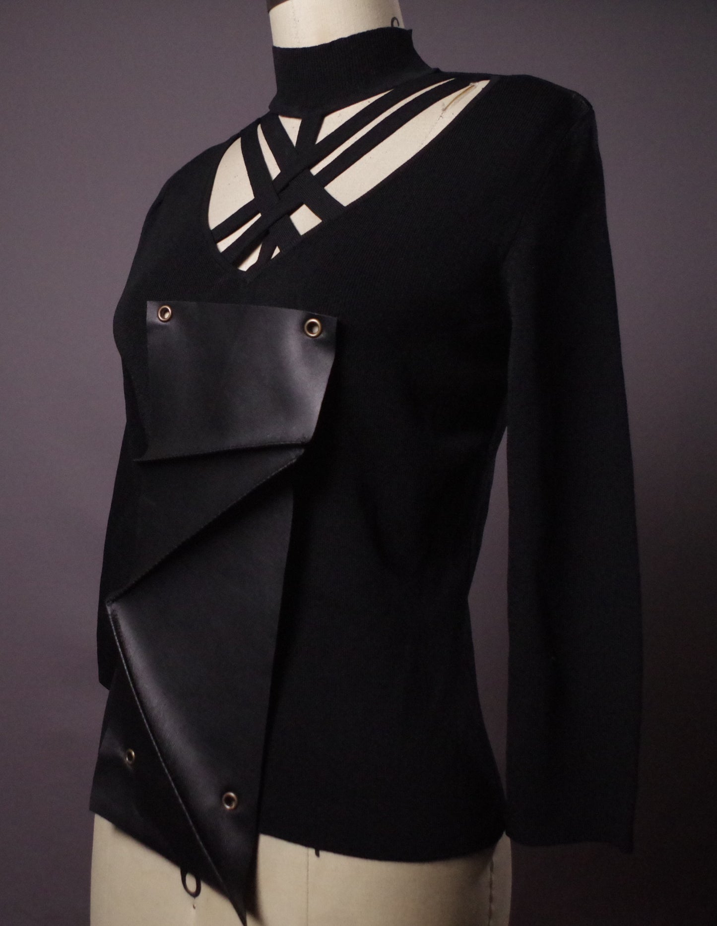 Unique Leather Top, Goth Black top, Goth Clothes, Grunge, Alternative Clothes