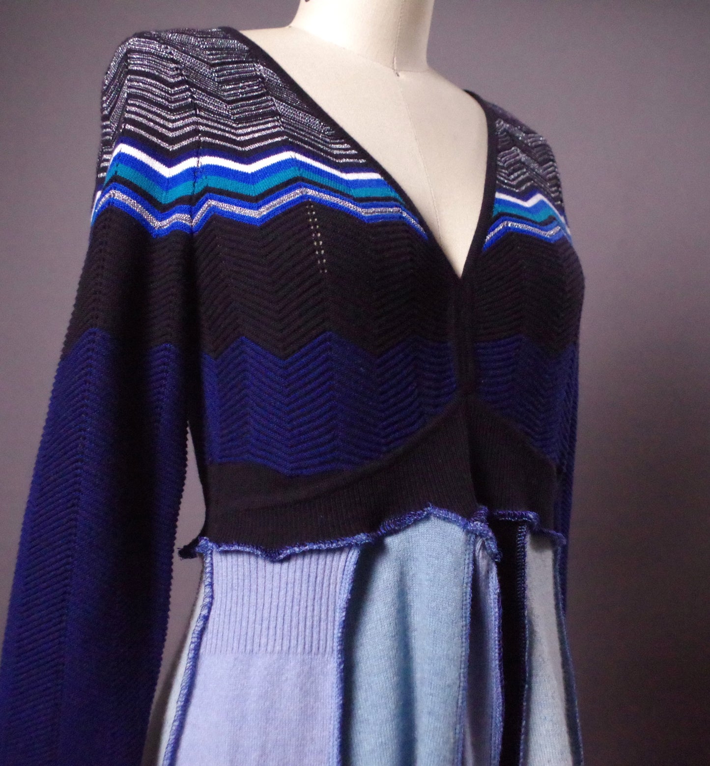 Winter Sweater Dress, OOAK Cashmere Dress, Patchwork Upcycled Dress