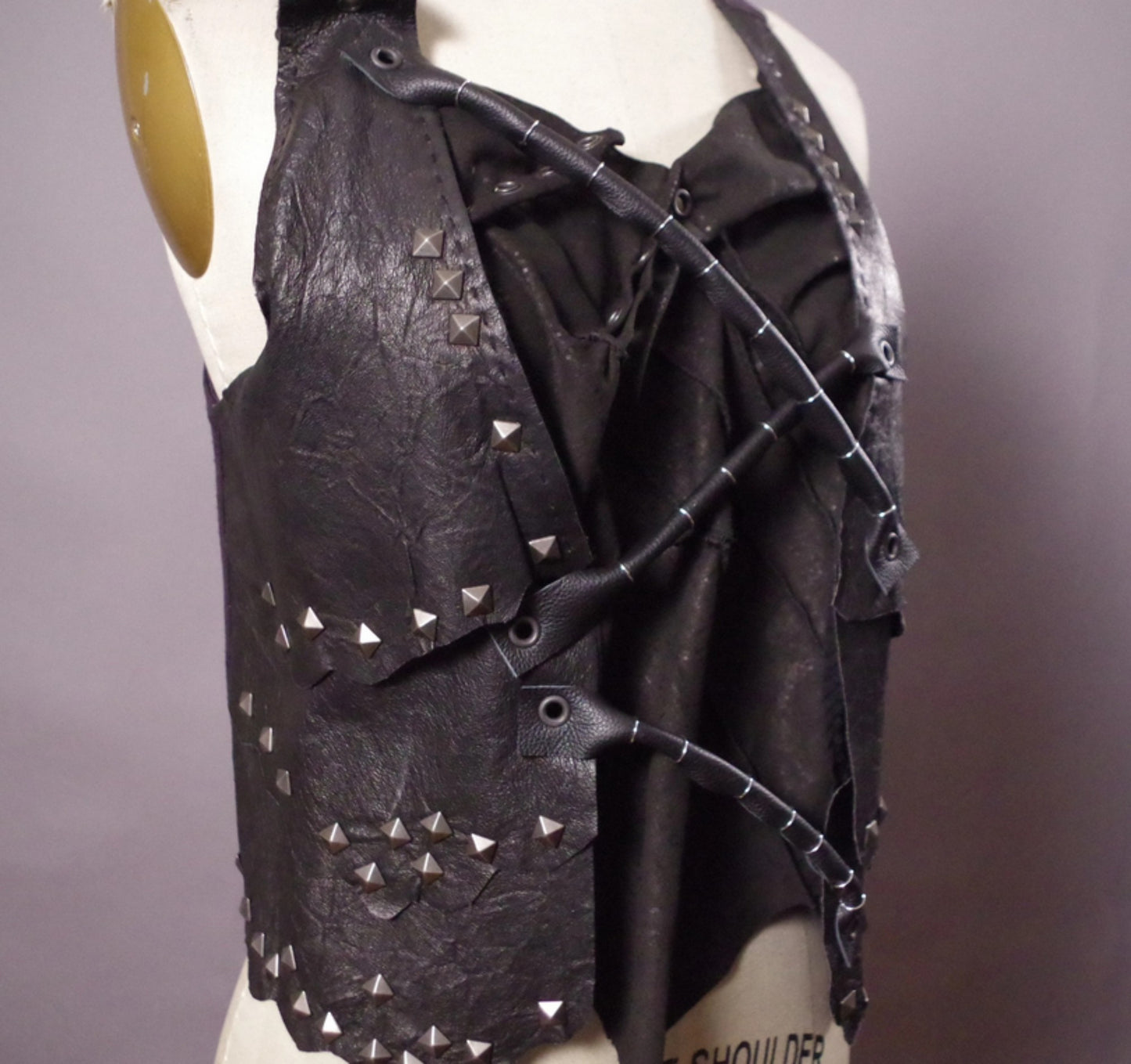 Studded leather halter top, goth grunge leather top, Goth clothes