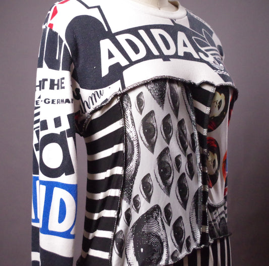 Reworked sweatshirt, Up-cycled patchwork  Tunic, Upcycled Clothing