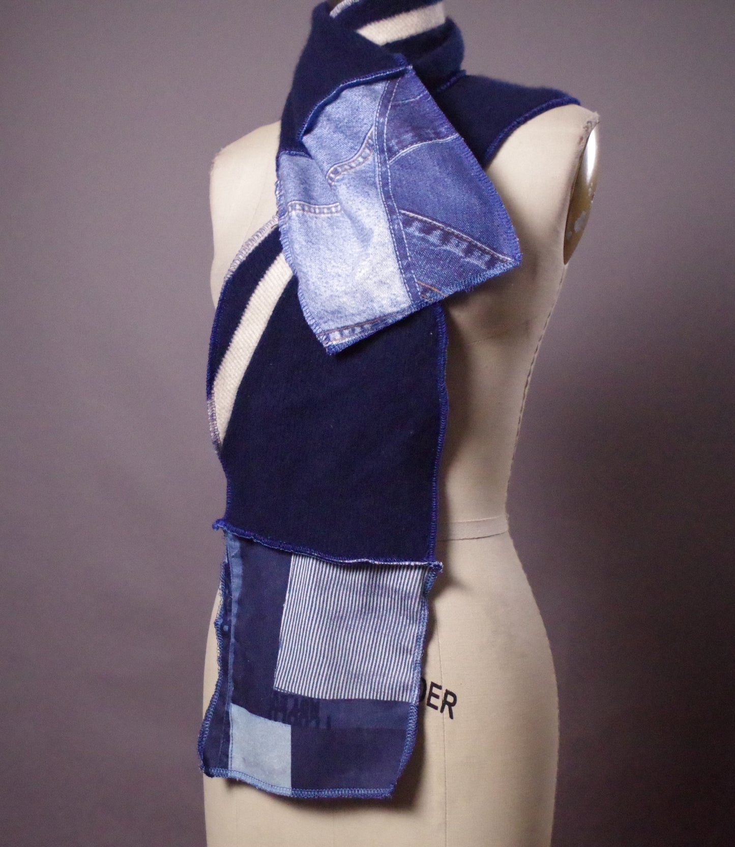 Upcycled Cashmere Scarf, Blue cashmere scarf, Winter accessories, Gift for her