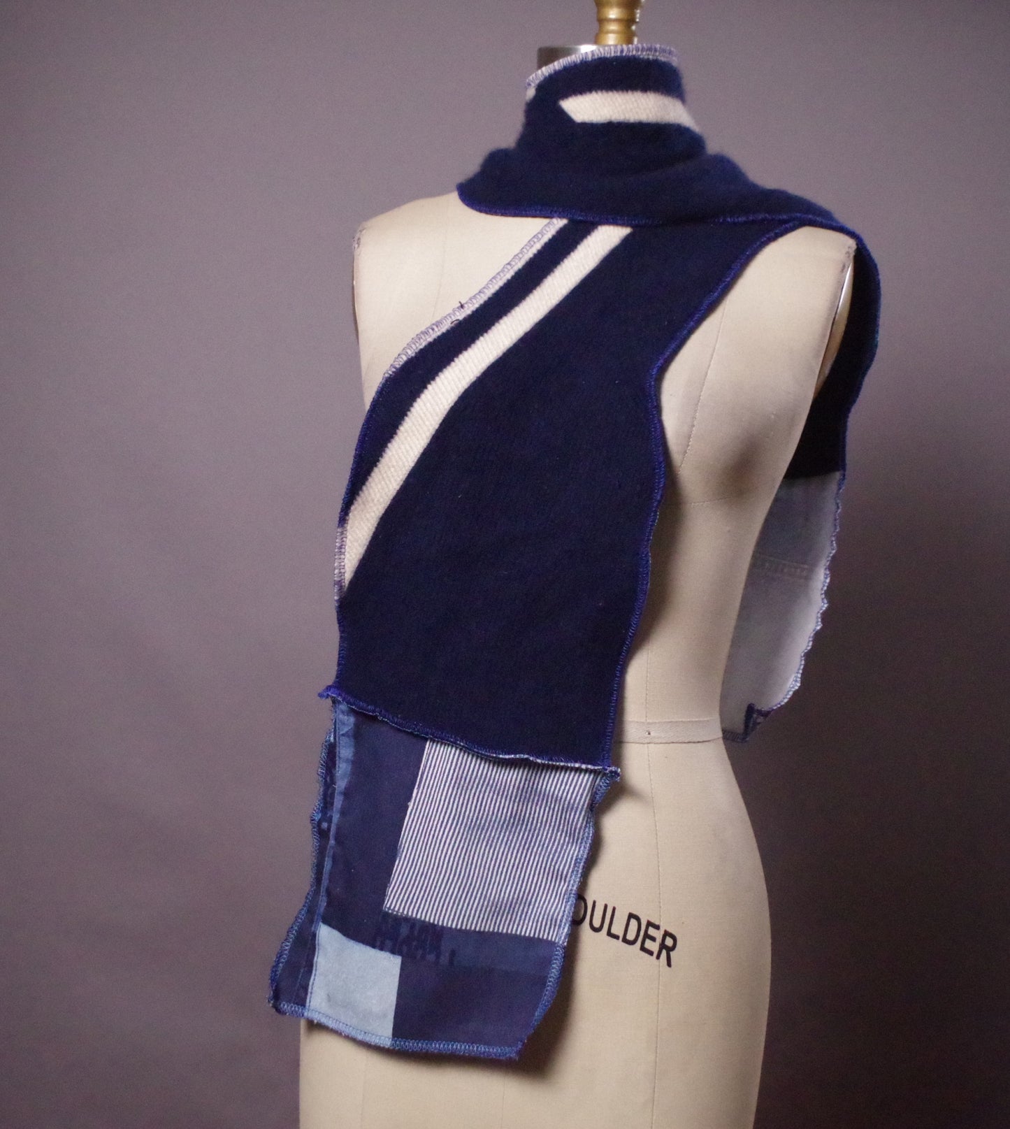 Upcycled Cashmere Scarf, Blue cashmere scarf, Winter accessories, Gift for her