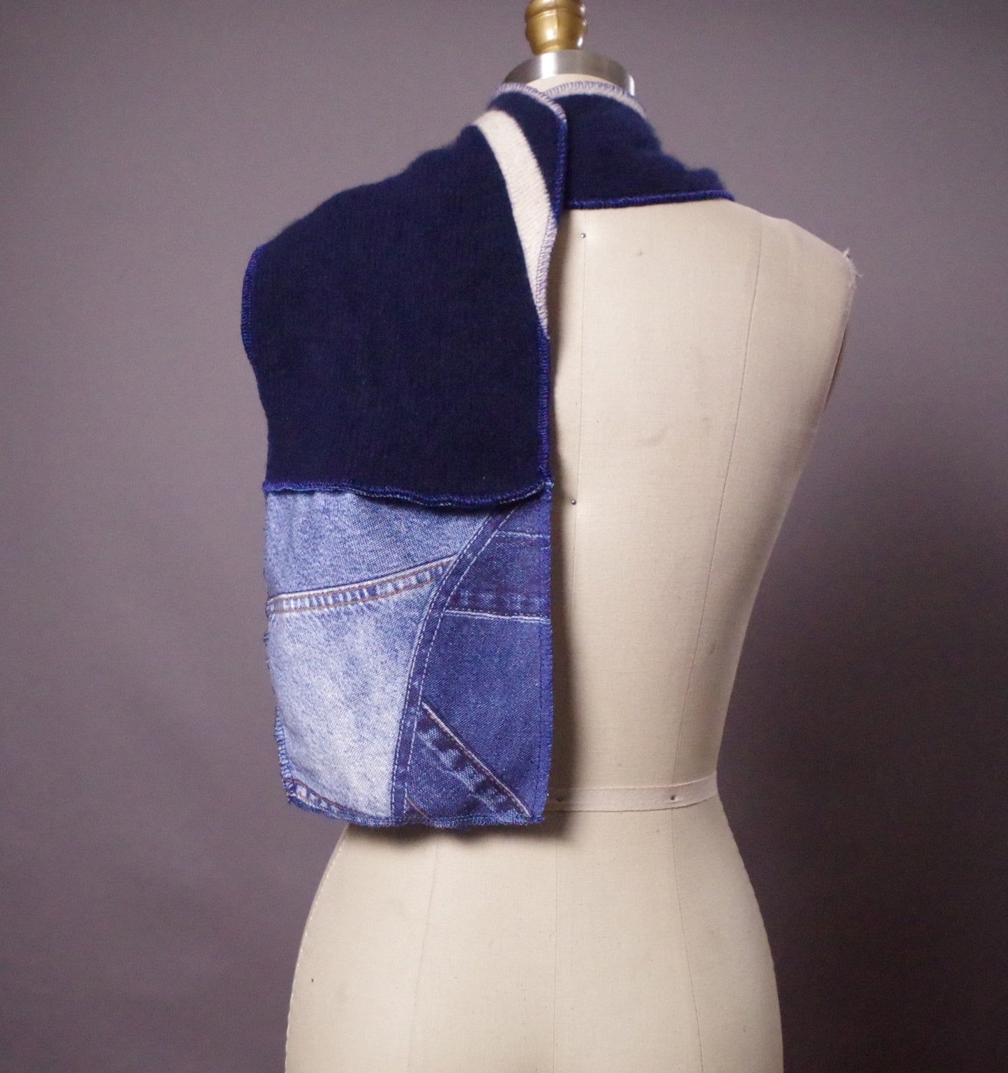 Upcycled Cashmere Scarf, Blue cashmere scarf, Winter accessories, Gift for her