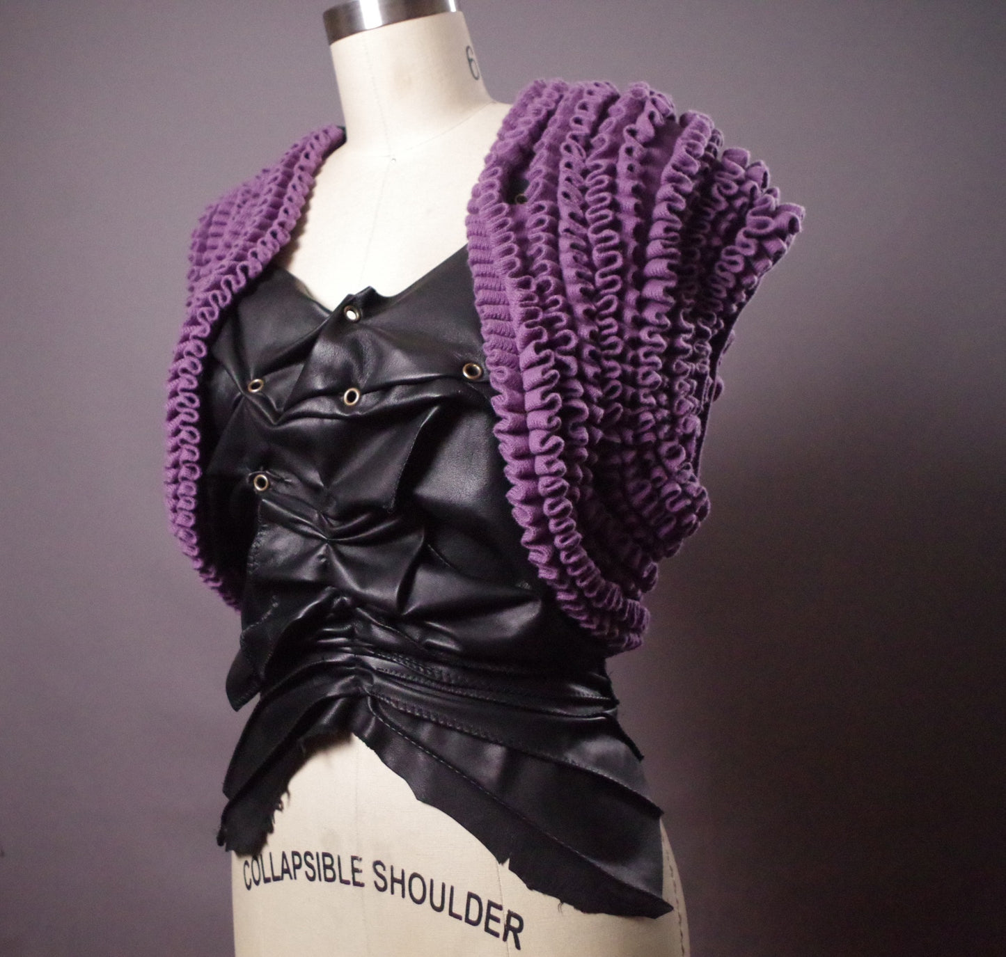 OOAK Cashmere and Leather Top, Unique Cashmere Leather Bolero, Art to wear, Upcycled Clothing