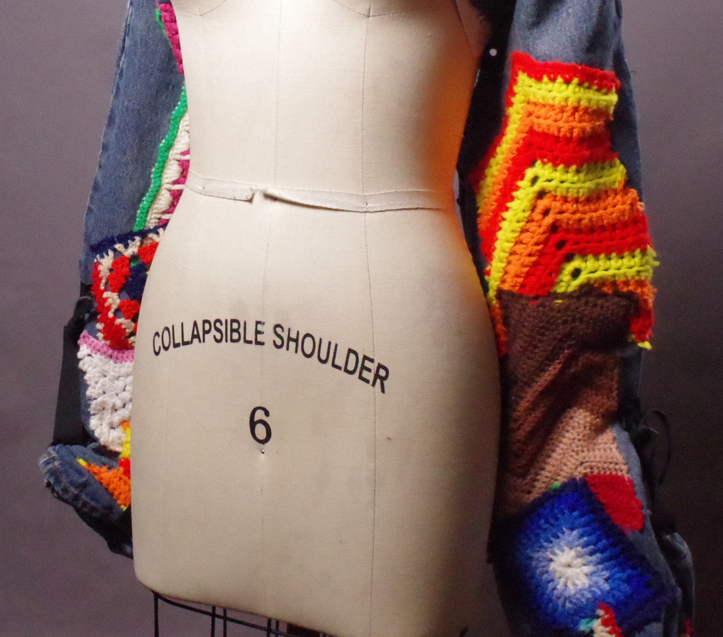 Crochet denim jacket, Up-cycled Jean Jacket, Unique Denim Bolero Jacket, Street Fashion, Women crop jacket