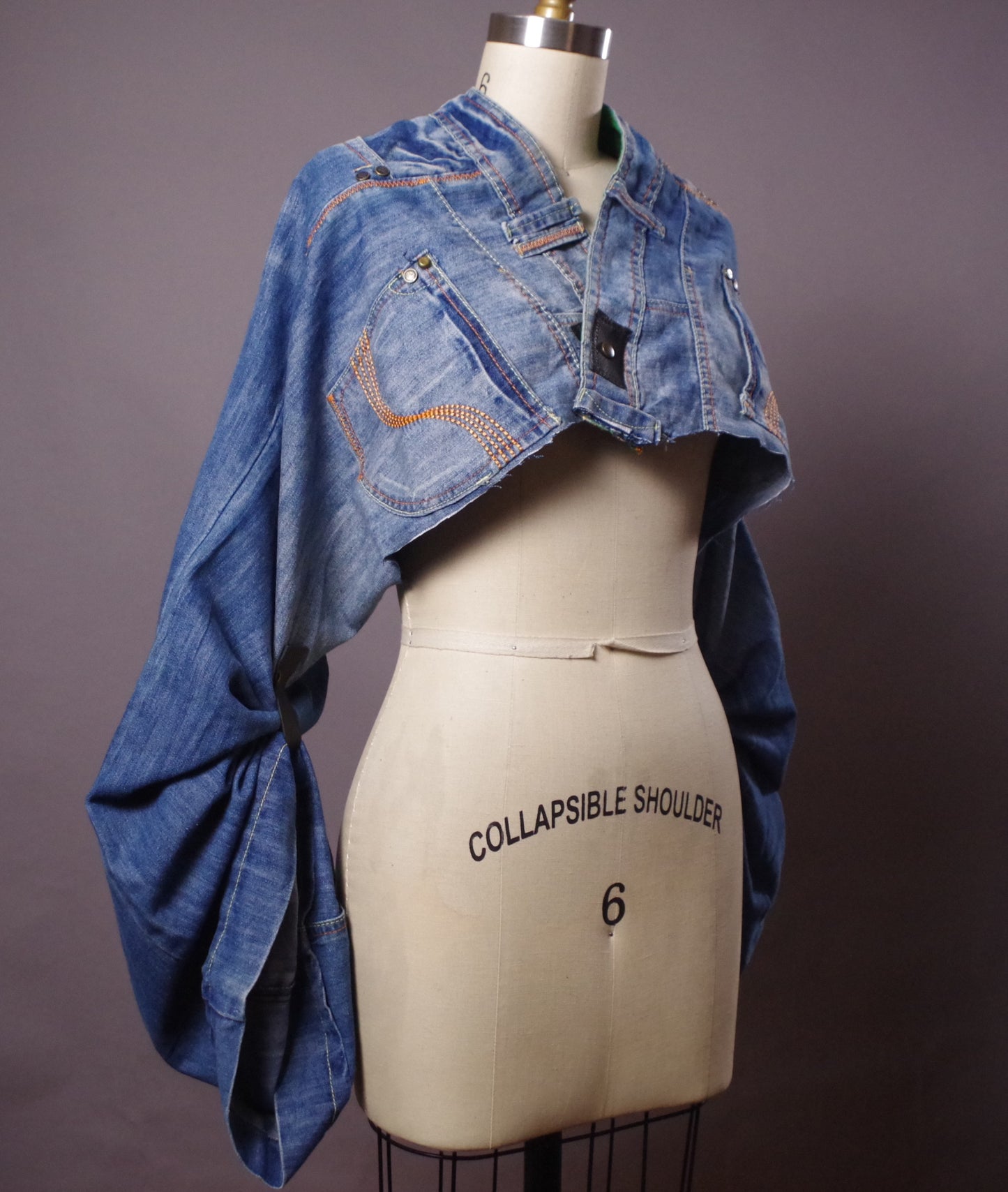 Up-cycled Jean Jacket, Unique Denim Bolero Jacket, Jean Denim Jacket, Street wear