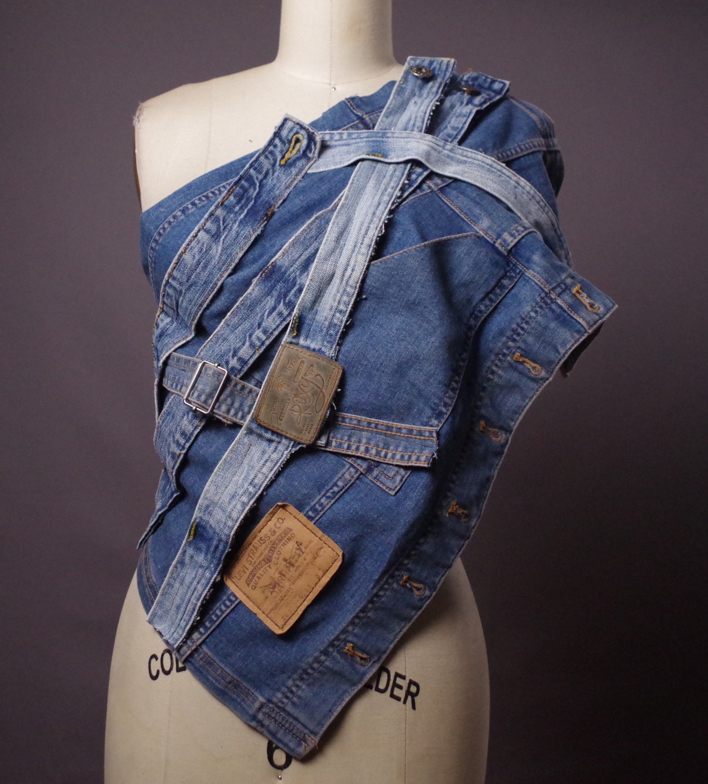OOAK Up-cycled Jean Scarf, Unique unisex denim neck warmer, Up-cycled Jeans Accessories, Street Style, Punk Wear