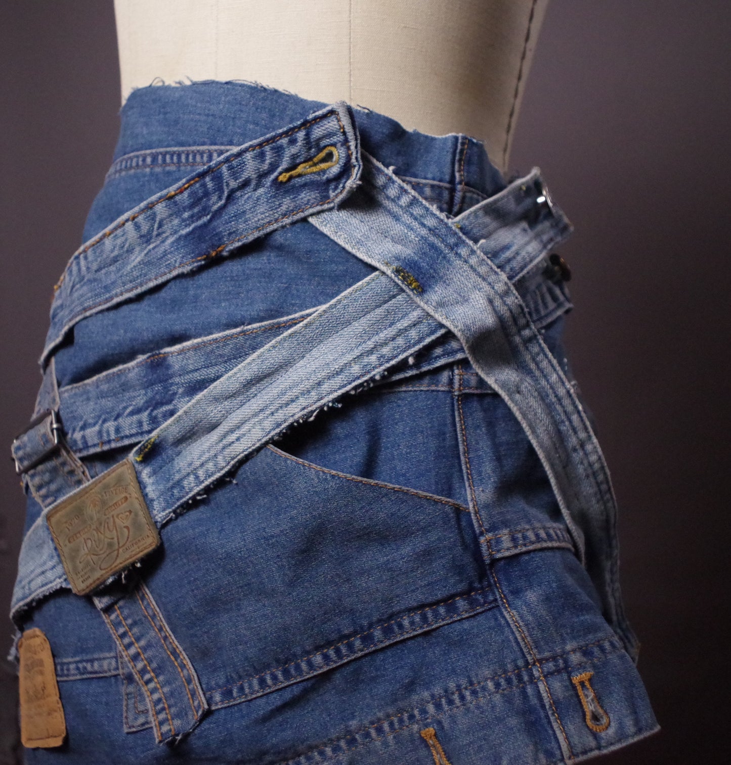 OOAK Up-cycled Jean Scarf, Unique unisex denim neck warmer, Up-cycled Jeans Accessories, Street Style, Punk Wear