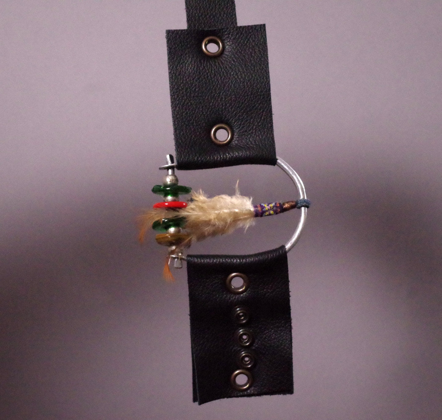 Feather Cuff Bracelet, OOAK Leather Cuff, Women Leather Cuff, Unique summer jewelry