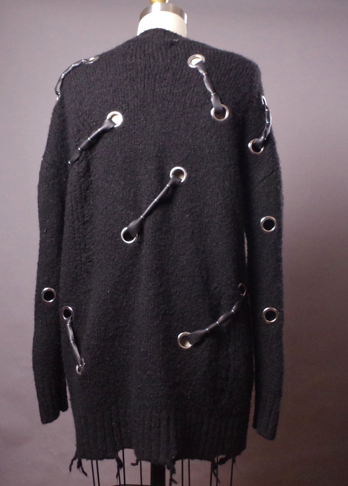 Grommet goth sweater, Black Alpaca blend sweater, Ripped gothic sweater, Alternative clothes, Grunge style