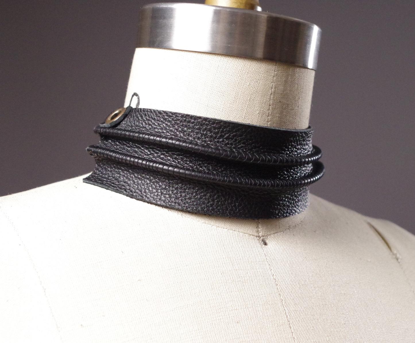 Leather Choker Necklace - Leather Choker Collar - Twisted Choker Collar