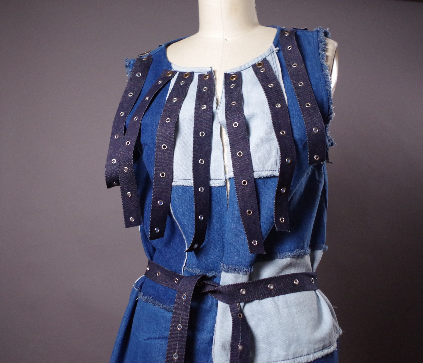 Jean Patchwork Jacket, Jean Denim Vest Jacket,  Street wear
