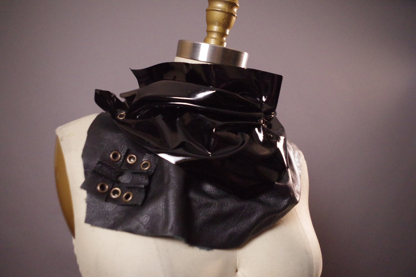 Leather Black Scarf - Shiny Leather Scarf - Latex black Scarf - Goth Black Scarf - Goth Accessories - Avantgarde scarf