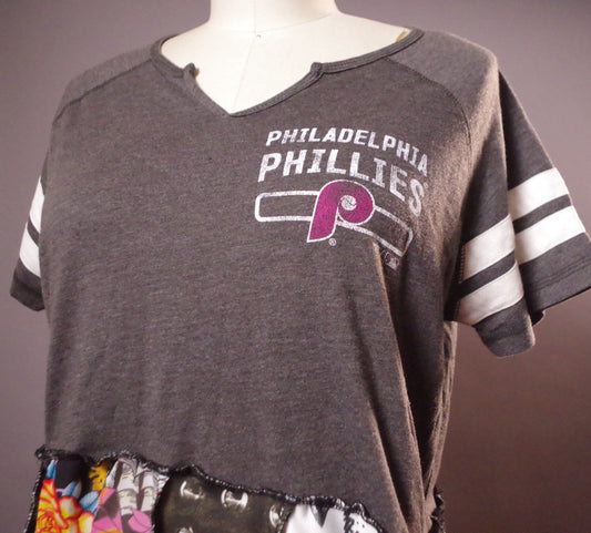 Philadelphia Tshirt Tunic,  Unique Patchwork Tunic,  Up-cycled clothing