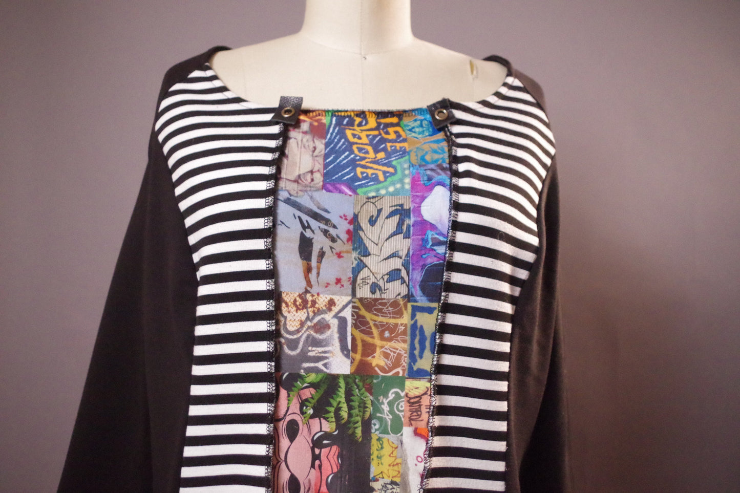 Striped Graffiti  Dress, Up-cycled  unique dress, Up-cycled Clothing Graffiti