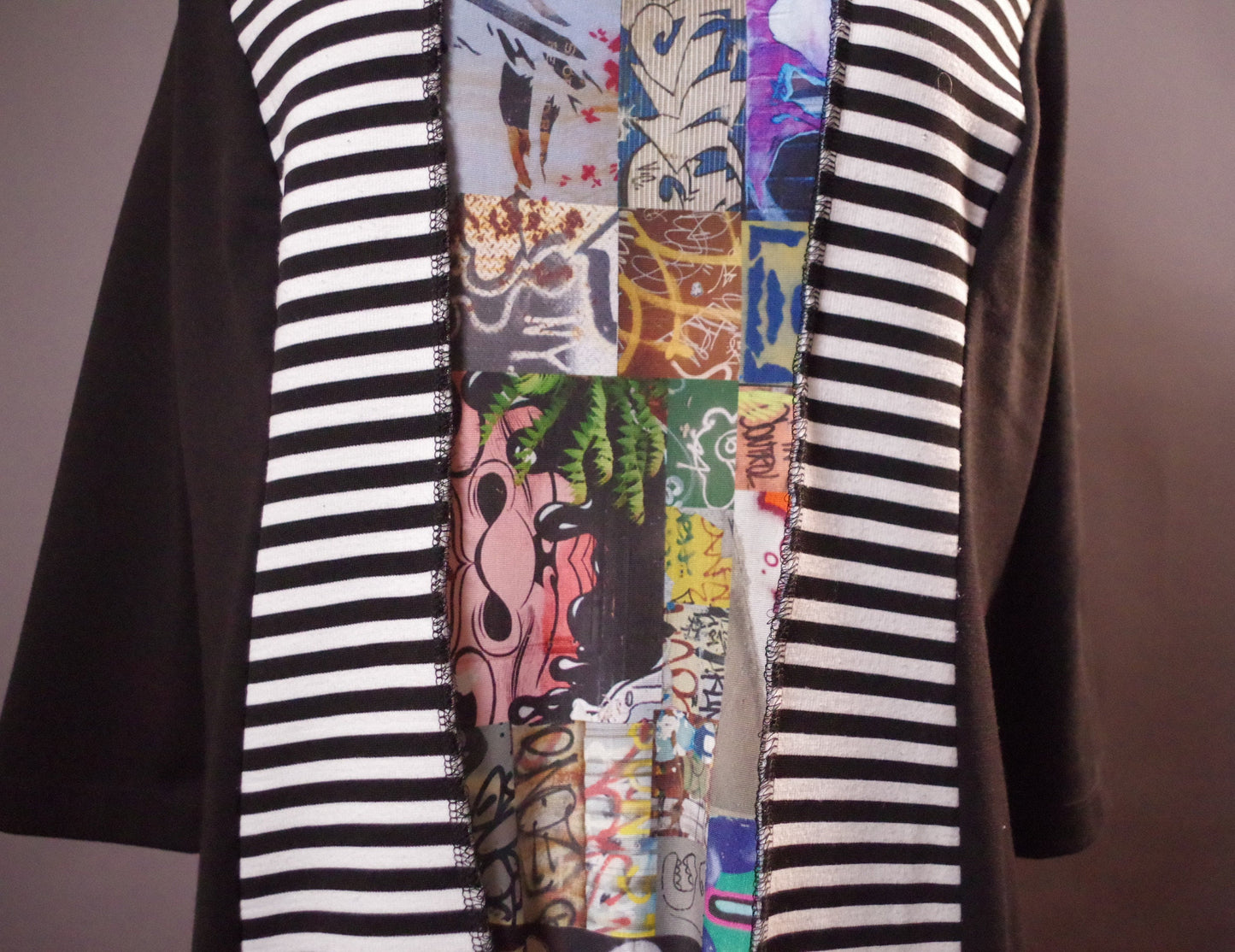 Striped Graffiti  Dress, Up-cycled  unique dress, Up-cycled Clothing Graffiti