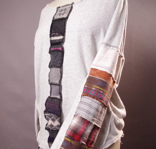 Patchwork wool top, Up-cycled Unique Top, Up-cycled Clothing