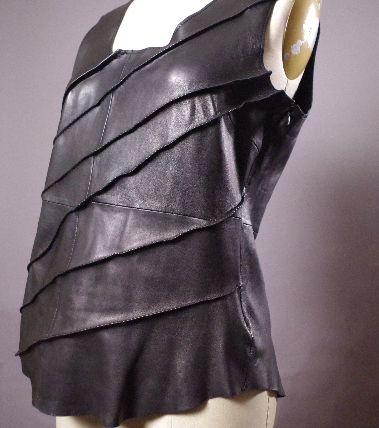 Twisted  Leather halter top, Genuine leather halter top, leather goth top, goth clothes