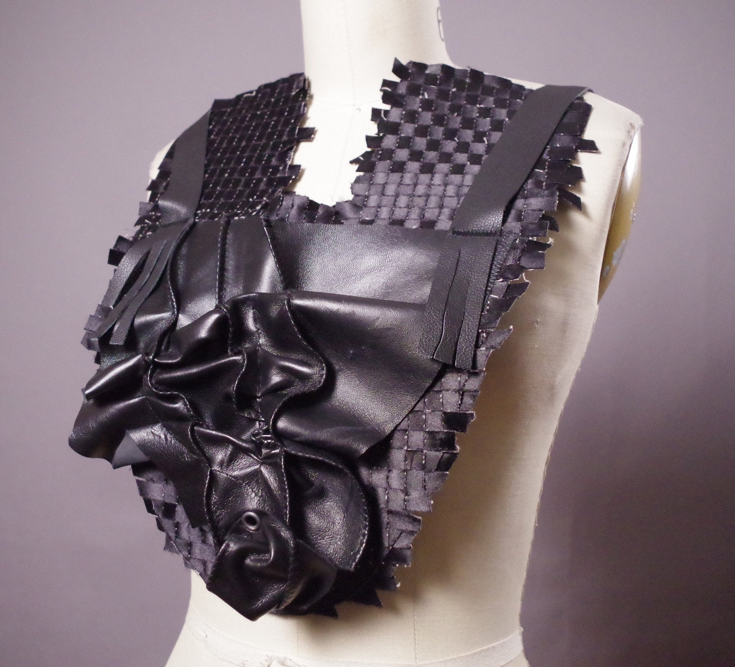 Leather statement necklace, Leather Bib Statement, Leather Necklace Statement