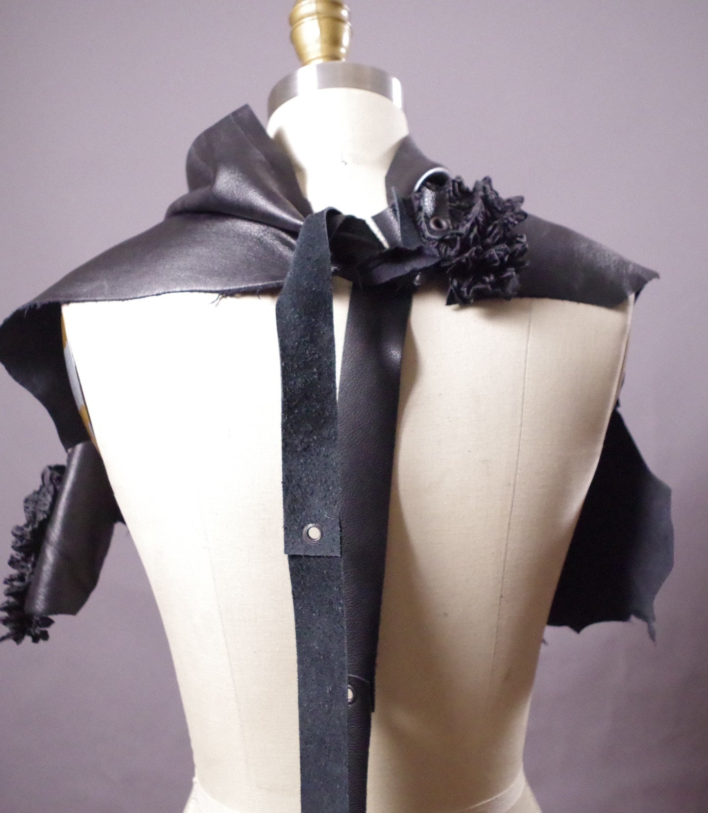 Multi use leather scarf, Ruffled genuine leather scarf, Fashion accessory, Leather accesssories