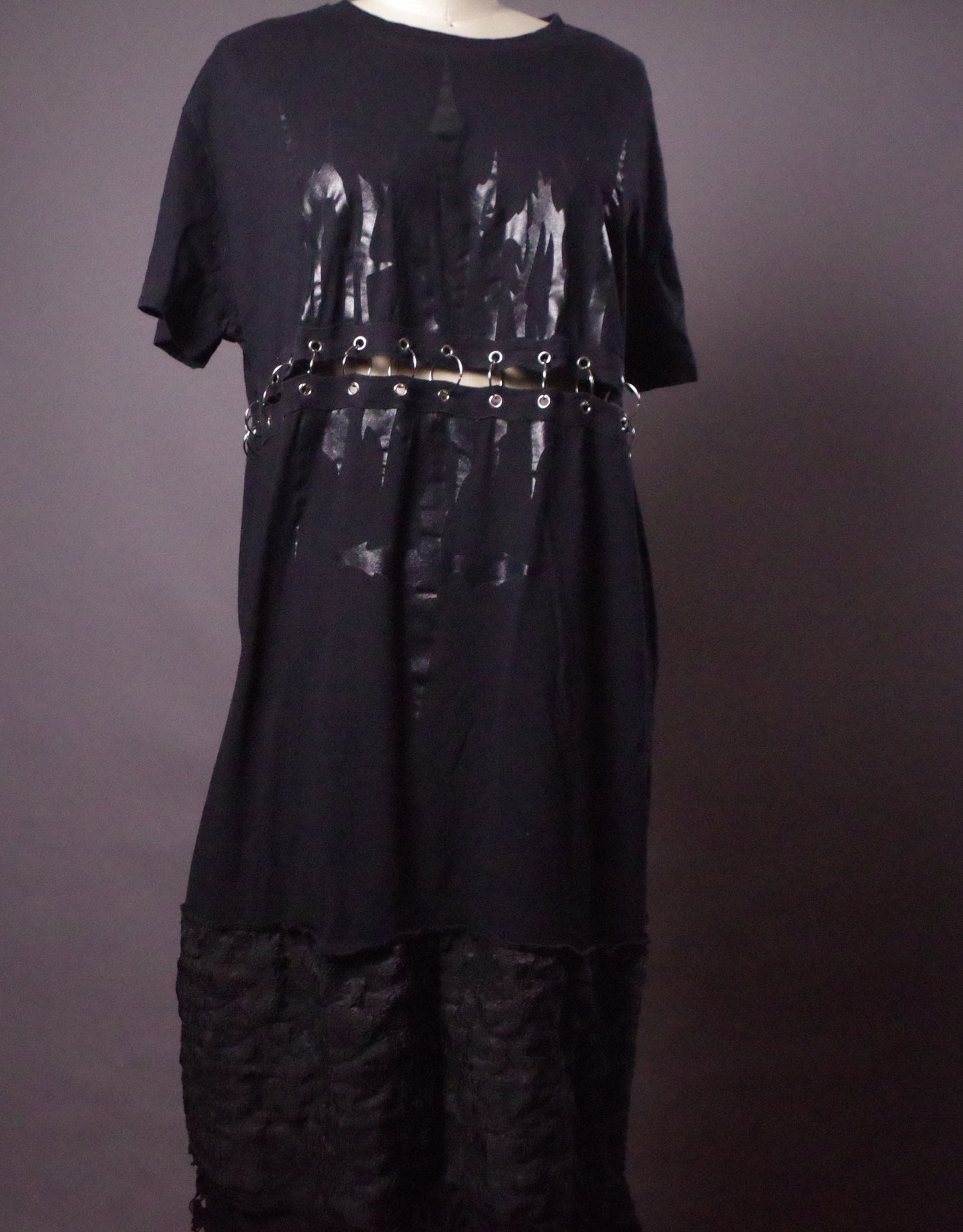 Pierced Goth Tshirt Dress, Long black tee dress, Alternative Clothes, Goth clothes